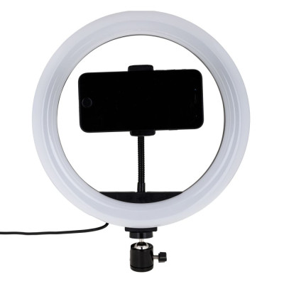 Цветная кольцевая RGB LED лампа MJ26 26см RJB Light 1 крепление,разъем USB Black