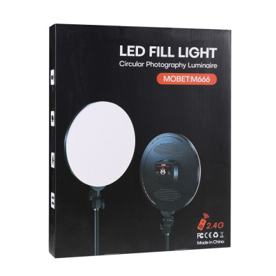 Кольцевая лампа LED Camera Light Circular 14 дюйма Remote M666 мощностью 80Вт Black