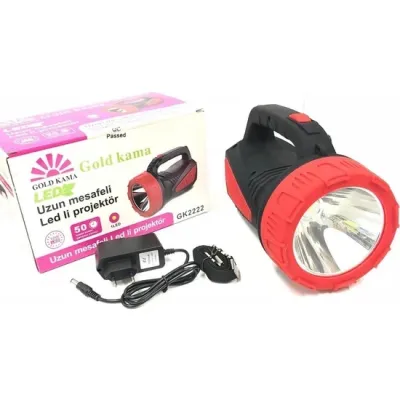 Фонарь ручной аккумуляторный Gold Kama GK-2222 8000 mAh Black-Red Фонарь ручной аккумуляторный Gold Kama GK-2222 8000 mAh Black-Red