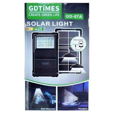 Портативная система освещения GDTimes GD-07a 2 LED лампы + солнечная панель с прожектором 3000 mAh Портативная система освещения GDTimes GD-07a 2 LED лампы + солнечная панель с прожектором 3000 mAh