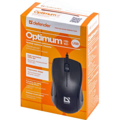 Миша Defender Optimum MB-160 USB Black (52160) Миша Defender Optimum MB-160 USB Black (52160)