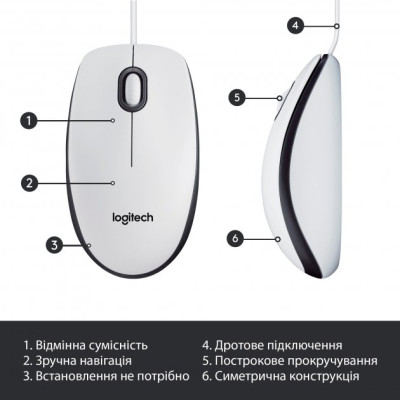Миша Logitech Mouse M100 White (910-006764) Миша Logitech Mouse M100 White (910-006764)