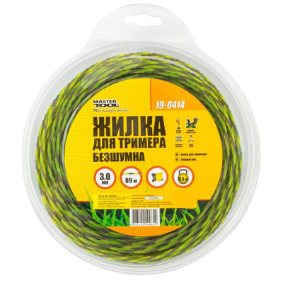 Леска для триммера бесшумная MASTERTOOL SPIRAL SQUARE 3.00 мм 89 м двухцветная (19-0414) Леска для триммера бесшумная MASTERTOOL SPIRAL SQUARE 3.00 мм 89 м двухцветная (19-0414)