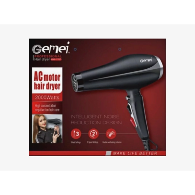 Фен профессиональный Gemei Gm 1787 2000 Вт Черный (904529058)