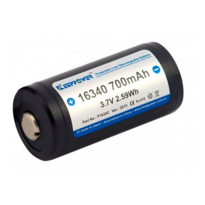 Акумулятор із захистом Keeppower DLG 16340 700mAh 3,7 V Li-ion Акумулятор із захистом Keeppower DLG 16340 700mAh 3,7 V Li-ion