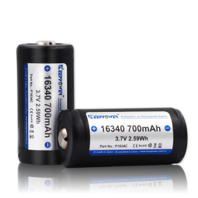 Акумулятор із захистом Keeppower DLG 16340 700mAh 3,7 V Li-ion Акумулятор із захистом Keeppower DLG 16340 700mAh 3,7 V Li-ion