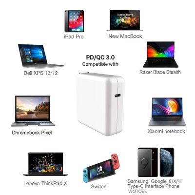 Зарядний пристрій для ноутбука No Brand USB Type-C 96W Білий (1829247029) Зарядний пристрій для ноутбука No Brand USB Type-C 96W Білий (1829247029)