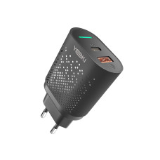 Зарядное устройство Yoki Led Series YK-20PD Type-C DC 5V⎓3A 9V⎓2.22A,12V⎓1.67A USB-A DC 5V⎓3A 9V⎓2A 12V⎓1.5A Black