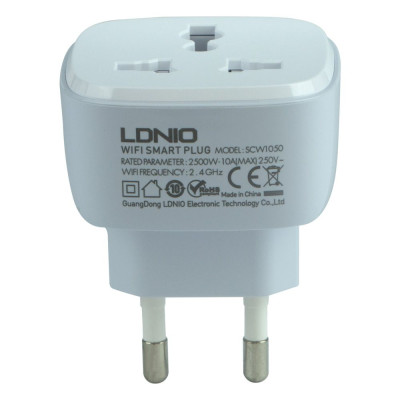 Смарт розетка LDNIO SCW1050 WiFI Smart Power Plug Блютуз v5.0 White Смарт розетка LDNIO SCW1050 WiFI Smart Power Plug Блютуз v5.0 White