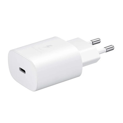 Зарядное устройство Samsung EP-TA800NBE USB Type-C PD 3.0 PPS Max 25W S20 S21 A53 A73 A33 A13 A12 A52 A72 S20 FE Note 10 Lite M31s M51 A90 White