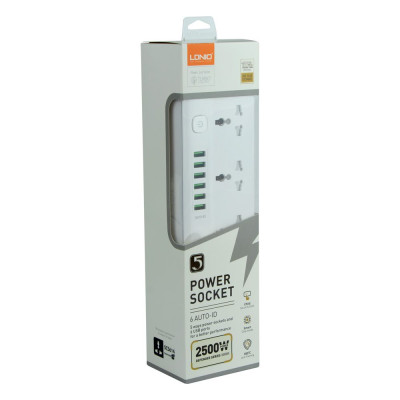 Удлинитель сетевой LDNIO SC5614 5 розеток и 6 USB 5V 3.4A 17W 2 m White Удлинитель сетевой LDNIO SC5614 5 розеток и 6 USB 5V 3.4A 17W 2 m White