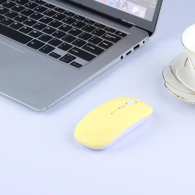 Мишка безшумна комп'ютерна бездротова Macaron Bluetooth Жовта Мишка безшумна комп'ютерна бездротова Macaron Bluetooth Жовта