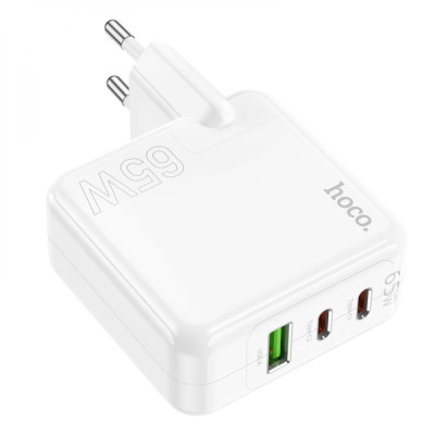Сетевое зарядное устройство Hoco C115A Header 2 Type-C/ USB PD 65W White Сетевое зарядное устройство Hoco C115A Header 2 Type-C/ USB PD 65W White