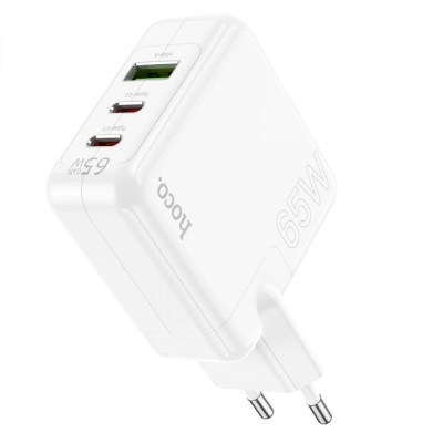Сетевое зарядное устройство Hoco C115A Header 2 Type-C/ USB PD 65W White Сетевое зарядное устройство Hoco C115A Header 2 Type-C/ USB PD 65W White