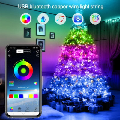Гирлянда светодиодная роса No Brand 50 LED usb bluetooth 5 м Разноцветный (hub_dzemlz) Гирлянда светодиодная роса No Brand 50 LED usb bluetooth 5 м Разноцветный (hub_dzemlz)