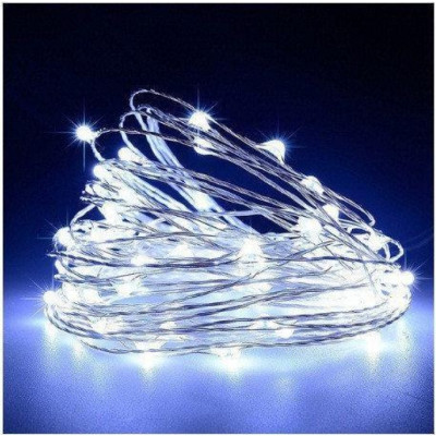 Гирлянда светодиодная на батарейках No Brand Роса 50 LED 5 м Белый (hub_lrv09o)