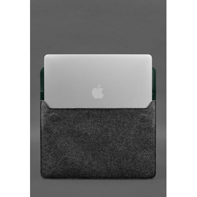 Чохол-конверт із клапаном шкіра+фетр для MacBook 13 Зелений Crazy Horse BlankNote Чохол-конверт із клапаном шкіра+фетр для MacBook 13 Зелений Crazy Horse BlankNote