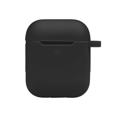 Чехол с карабином Silicone Case Airpods 1 / Airpods 2 Black