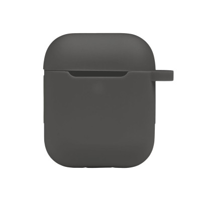 Чехол с карабином Silicone Case Airpods 1 / Airpods 2 Dark grey