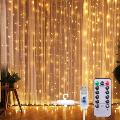 Светодиодная водонепроницаемая гирлянда-занавес Штора Sunnest 3*3м 300LED USB c Пультом (SUN-300L) Светодиодная водонепроницаемая гирлянда-занавес Штора Sunnest 3*3м 300LED USB c Пультом (SUN-300L)