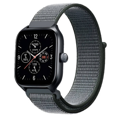Ремінець нейлоновий на липучці BeWatch Xiaomi Amazfit BIP/GTS/GTR 20 мм Темно-зелений (101138.3UW)