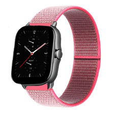 Ремешок нейлоновый на липучке BeWatch Xiaomi Amazfit BIP / GTS / GTR 20 мм Розовый (1011313.2UW)