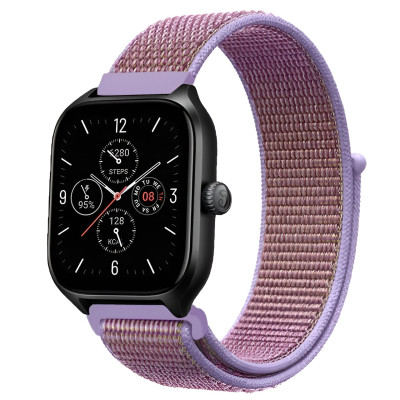 Ремешок нейлоновый на липучке BeWatch Xiaomi Amazfit BIP / GTS / GTR 20 мм Сиреневый (1011332.3UW)