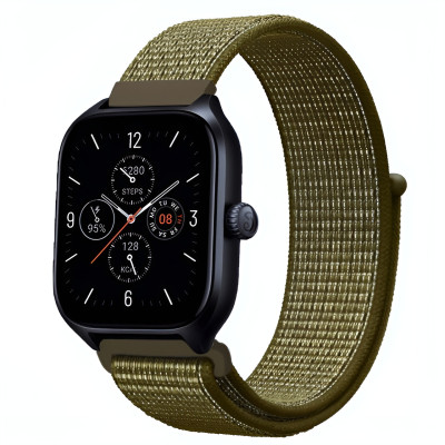 Ремешок нейлоновый на липучке BeWatch Xiaomi Amazfit BIP / GTS / GTR 20 мм Оливковый (1011336.3UW)