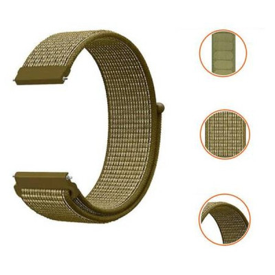 Ремешок нейлоновый на липучке BeWatch Xiaomi Amazfit BIP / GTS / GTR 20 мм Оливковый (1011336.3UW)