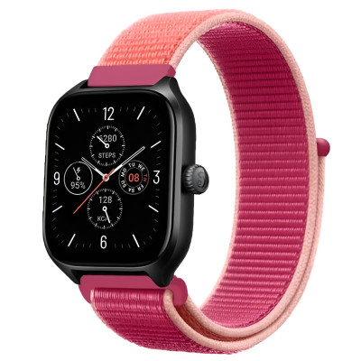 Ремінець нейлоновий на липучці BeWatch Xiaomi Amazfit BIP/GTS/GTR 20 мм Кораловий (1011347.2UW)