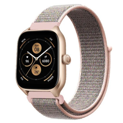 Ремінець нейлоновий на липучці BeWatch Xiaomi Amazfit BIP/GTS/GTR 20 мм Рожевий (1011338.4UW)