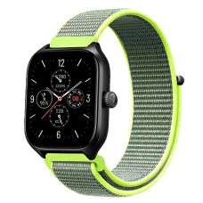 Ремешок нейлоновый на липучке BeWatch Xiaomi Amazfit BIP / GTS / GTR 20 мм Серо-салатовый (1011303.1UW)