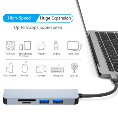 Док-станція Niye 5-в-1 з портом USB 3.0 Порти USB2.0 Пристрій для читання карток SD/TF Ultra Док-станція Niye 5-в-1 з портом USB 3.0 Порти USB2.0 Пристрій для читання карток SD/TF Ultra