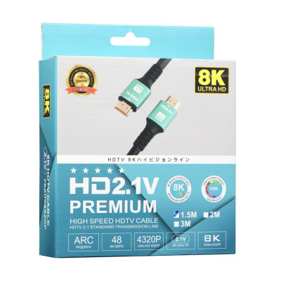 Кабель Wuw HDMI-HDMI Deep Color 2.1V 8K 120Hz/60Hz 120 fps 1.5 m Черный Кабель Wuw HDMI-HDMI Deep Color 2.1V 8K 120Hz/60Hz 120 fps 1.5 m Черный