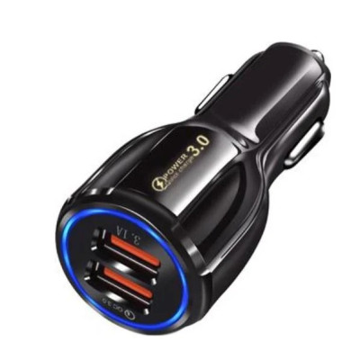 Зарядное устройство автомобильное Xiamen 2USB PD18W QC 3.0 Black (050555)