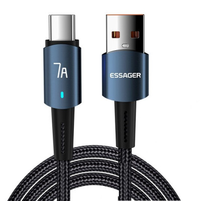 Зарядный кабель ESSAGER Sunset черный USB Type-C 7A 1 метр