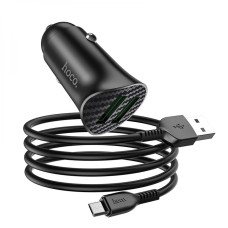 Комлект зарядного устройства от прикуривателя Hoco Z39 Farsighted USB QC3.0 18W QC /FCP /AFC USB/МicroUSB Черный