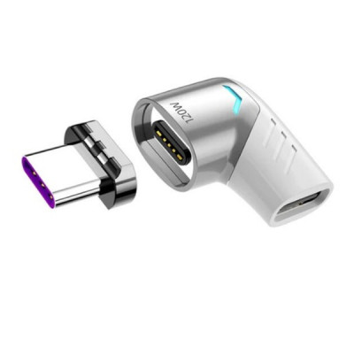 Адаптер кутовий Wuw Magnetic Type-C 120W 5A 480Mbps Білий