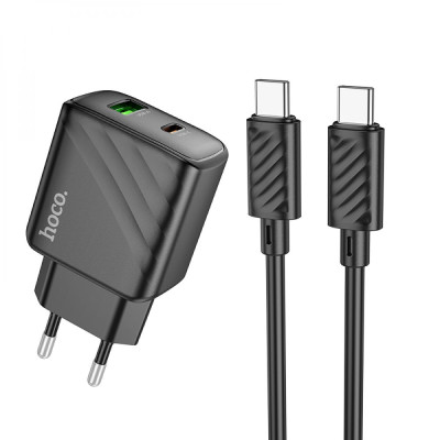Комлект зарядного устройства Hoco CS23A 1USB/1USB-C PD/QC 30W Type-C to Type-C Черный