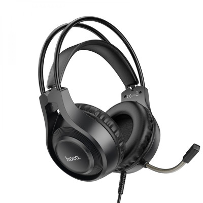 Накладные игровые наушники-гарнитура с микрофоном Hoco W106 Tiger AUX/2xAUX IN OUT 1.8m Black Накладные игровые наушники-гарнитура с микрофоном Hoco W106 Tiger AUX/2xAUX IN OUT 1.8m Black