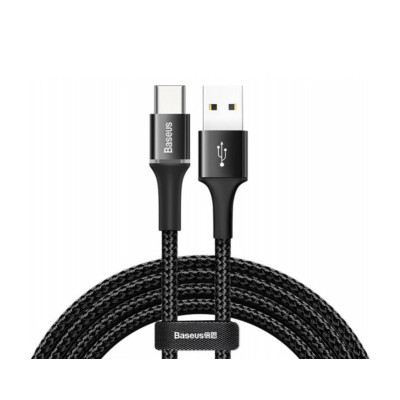 Зарядка USB кабель Bаseus для синхронізації і зарядки Android і інших пристроїв USB Type-C з led підсвічуванням 2 м Чорний