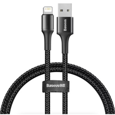 USB кабель Lightning BASEUS для зарядки і синхронізації iPhone iPod iPad c підсвічуванням 2 м Чорний