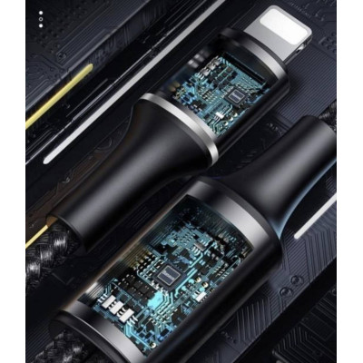 Зарядка USB кабель BASEUS для синхронізації і зарядки iPhone Apple Lightning з led підсвічуванням 50 см Чорний