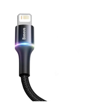 Зарядка USB кабель BASEUS для синхронізації і зарядки iPhone Apple Lightning з led підсвічуванням 1 м Чорний