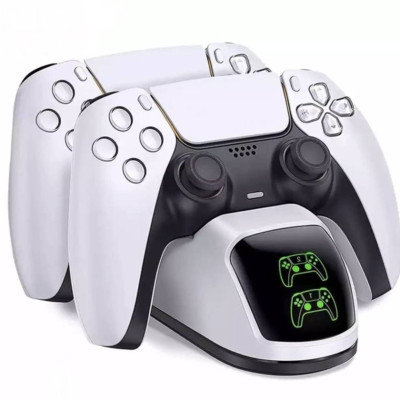 Зарядка для джойстика PS5 Dobe Док Станция для PlayStation 5 PS5 DualSense на 2 геймпада с LED подсветкой Белый Зарядка для джойстика PS5 Dobe Док Станция для PlayStation 5 PS5 DualSense на 2 геймпада с LED подсветкой Белый