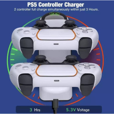 Зарядка для джойстика PS5 Dobe Док Станция для PlayStation 5 PS5 DualSense на 2 геймпада с LED подсветкой Белый Зарядка для джойстика PS5 Dobe Док Станция для PlayStation 5 PS5 DualSense на 2 геймпада с LED подсветкой Белый
