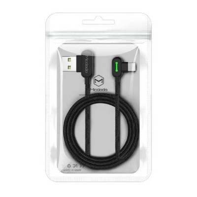 Двосторонній зарядний кабель для iPhone iPad McDodo 90 ° USB to Lightning з LED підсвічуванням 3 м