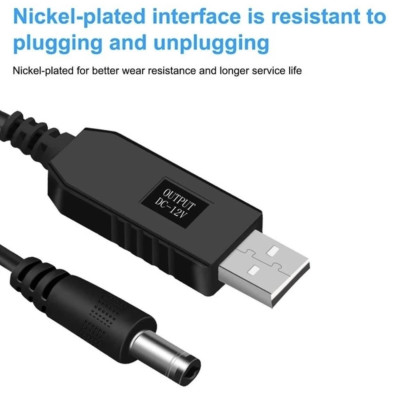Кабель для роутера USB DC живлення від Power Bank Fonken із трансформатором 9V з перехідником 5.5 - 3.5 мм Чорний Кабель для роутера USB DC живлення від Power Bank Fonken із трансформатором 9V з перехідником 5.5 - 3.5 мм Чорний