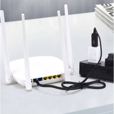 Кабель для роутера USB DC живлення від Power Bank Fonken із трансформатором 9V з перехідником 5.5 - 3.5 мм Чорний Кабель для роутера USB DC живлення від Power Bank Fonken із трансформатором 9V з перехідником 5.5 - 3.5 мм Чорний