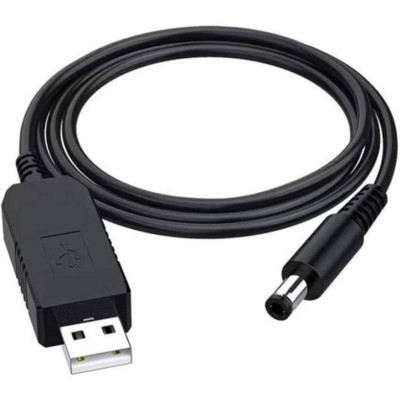 Кабель для роутера USB DC живлення від Power Bank Fonken із трансформатором 12V з перехідником 5.5 - 3.5 мм Чорний